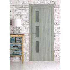   Alpok üveges solo Dekorfóliás MDF ajtó tokkal és toktakaróval pezsgő szürke 68x203