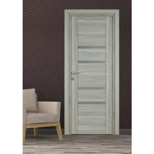 Bella Üveges pezsgő szürke Tömör MDF dekorfóliás ajtó tokkal és toktakaróval 78x203