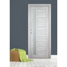 Sir üveges szürke Tömör MDF dekorfóliás ajtó tokkal és toktakaróval 68x203