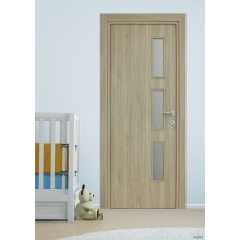 Alpok üveges solo Dekorfóliás MDF ajtó tokkal és toktakaróval kőris 68x203