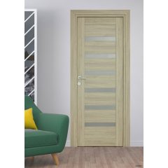   Linea üveges Kőris Tömör MDF dekorfóliás ajtó tokkal és toktakaróval 68x203