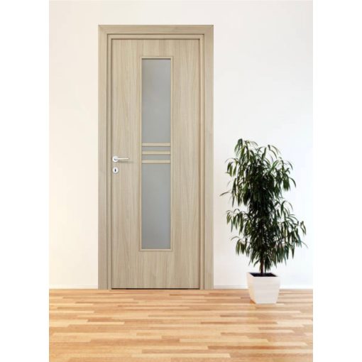 Alpok üveges a02 Dekorfóliás MDF ajtó tokkal és toktakaróval kőris 78x203