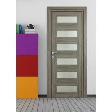 Trame Üveges szürke tölgy Tömör MDF dekorfóliás ajtó tokkal és toktakaróval 68x203