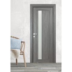   Maya Üveges fekete Tömör MDF dekorfóliás ajtó tokkal és toktakaróval 68x203