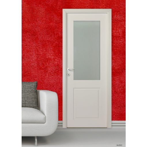 Classic II. Festett üveges MDF fehér ajtó tokkal és toktakaróval 88X203