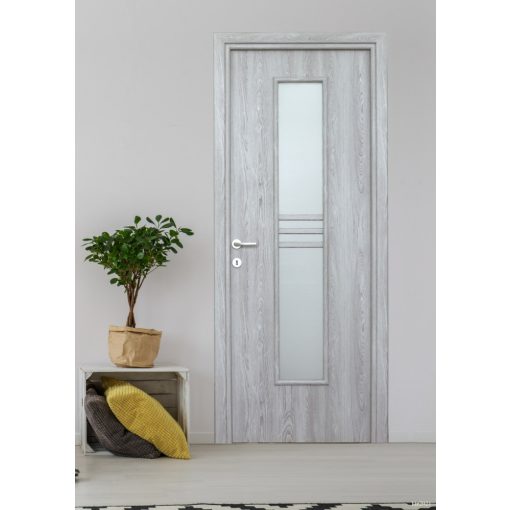 Alpok üveges a02 Dekorfóliás MDF ajtó tokkal és toktakaróval szürke 88x203