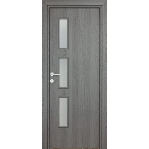 Alpok üveges solo Dekorfóliás MDF ajtó tokkal és toktakaróval antracit 68x203
