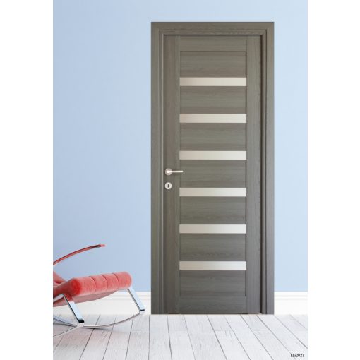 Linea üveges antracit Tömör MDF dekorfóliás ajtó tokkal és toktakaróval 68x203
