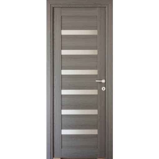 Linea üveges antracit Tömör MDF dekorfóliás ajtó tokkal és toktakaróval 68x203