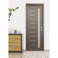 Sir üveges antracit Tömör MDF dekorfóliás ajtó tokkal és toktakaróval 68x203