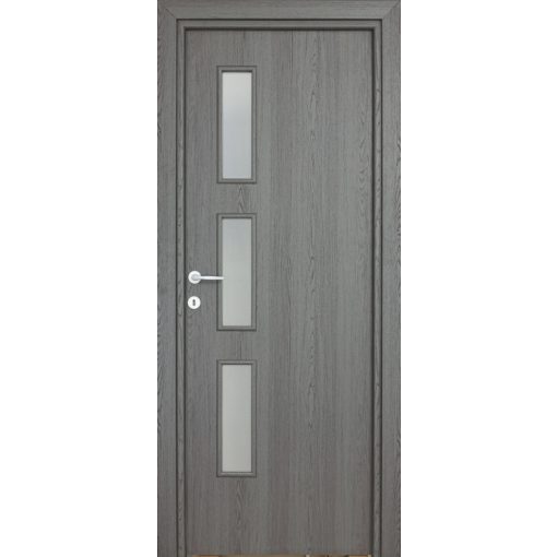 Alpok üveges solo Dekorfóliás MDF ajtó tokkal és toktakaróval antracit 78x203