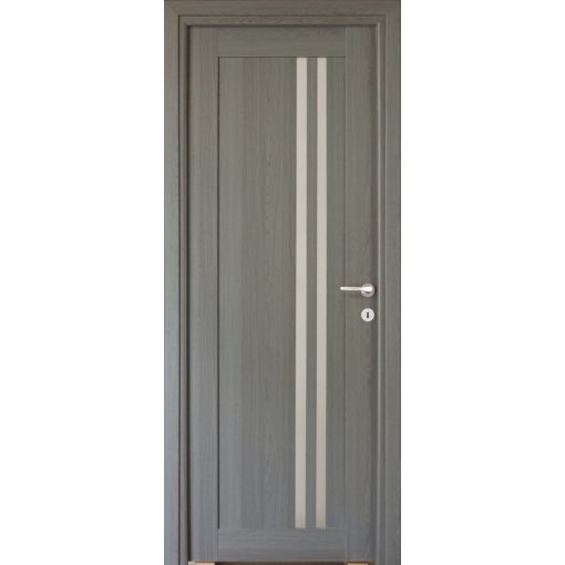 Della üveges antracit Tömör MDF dekorfóliás ajtó tokkal és toktakaróval 88x203